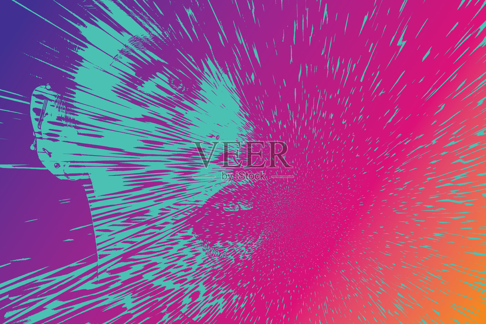 年轻女子的脸用小故障技术溶解插画图片素材