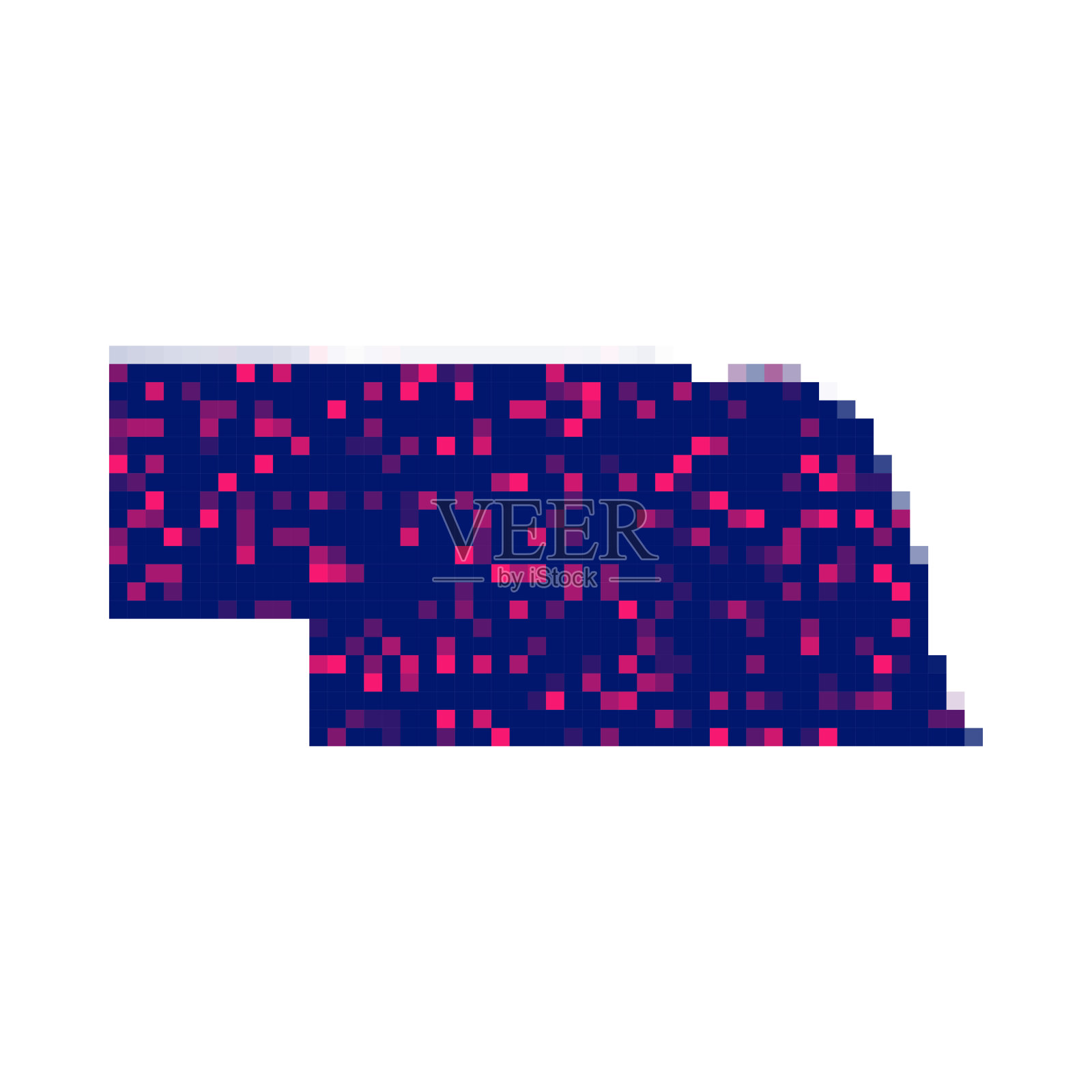 内布拉斯加州地图像素在白色背景插画图片素材