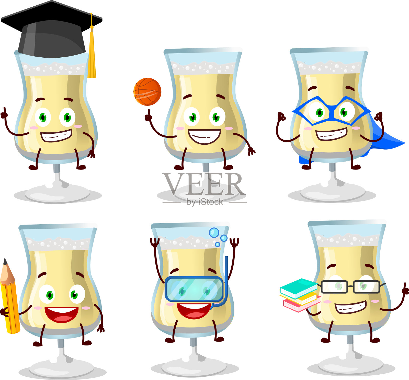 香槟卡通杯学生插画图片素材