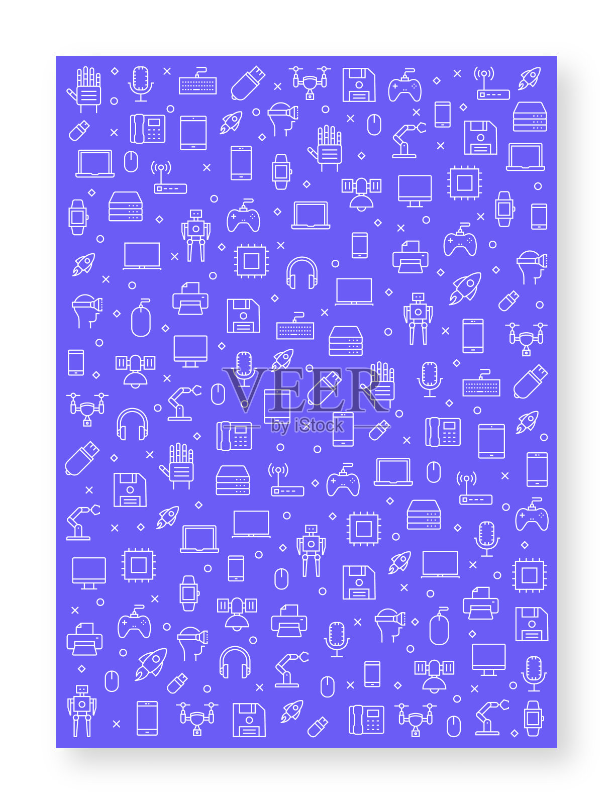 一组设备和小工具图标矢量模式设计插画图片素材