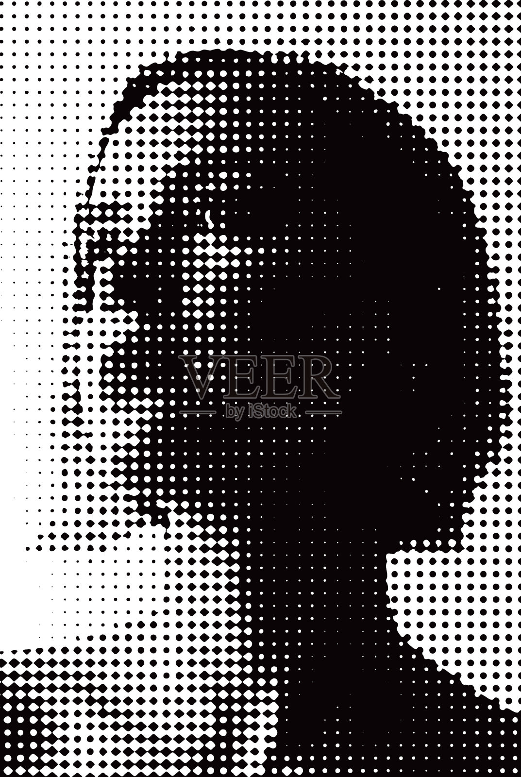 肖像的年轻女子与半色调模式插画图片素材