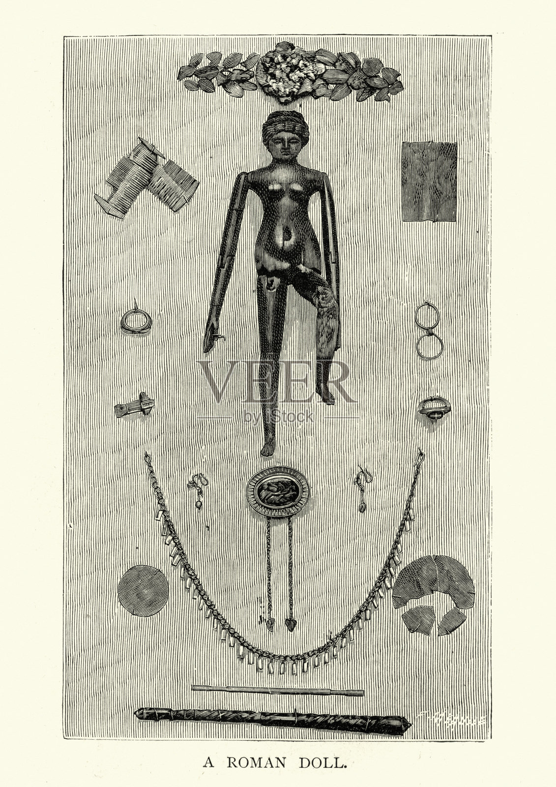 古罗马的锥虫娃娃插画图片素材