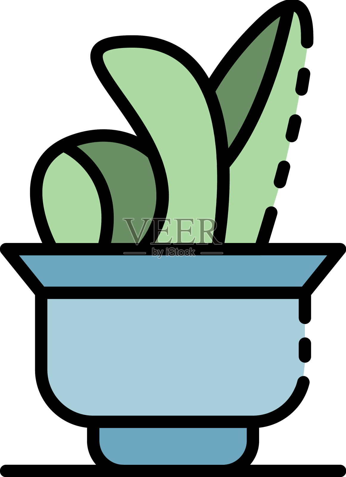 植物花盆图标颜色轮廓设计元素图片