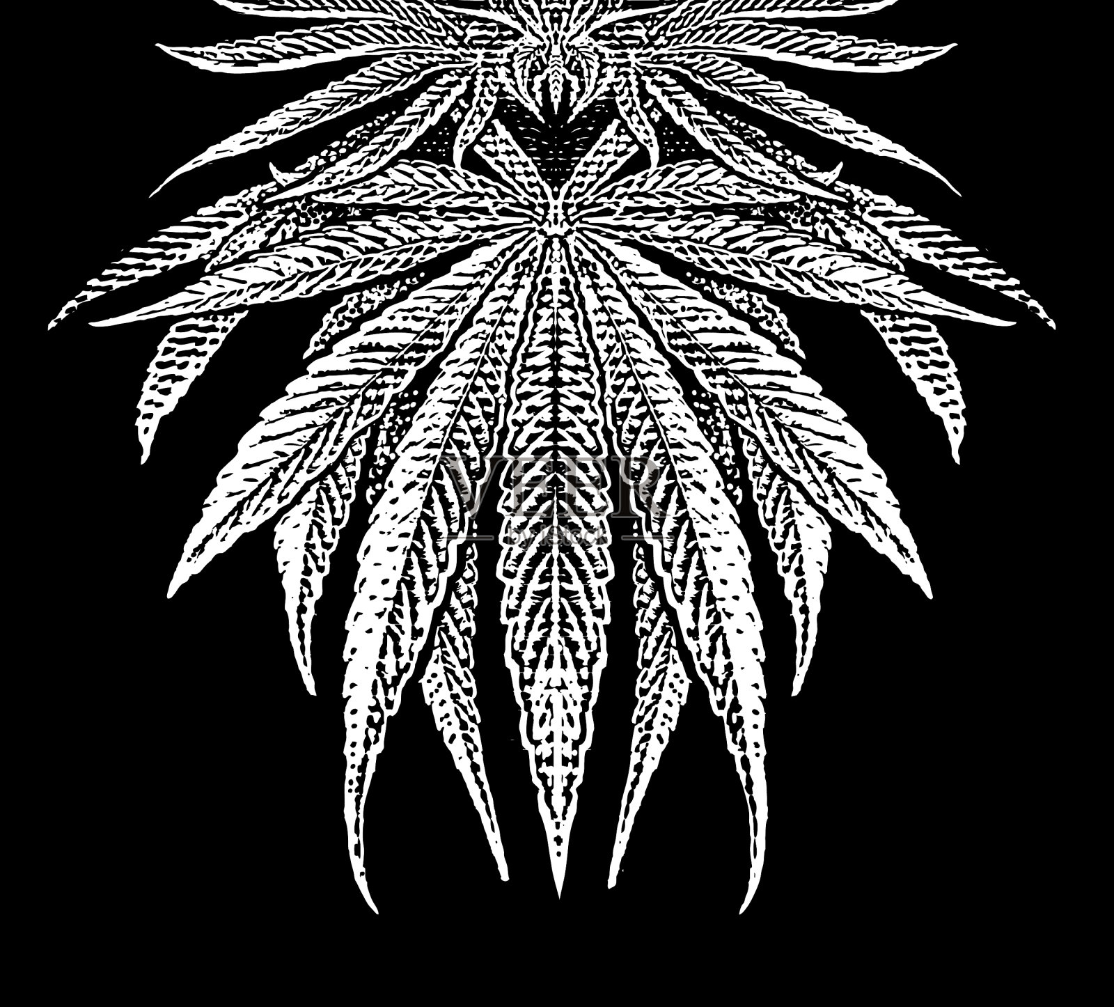 矢量雕刻大麻叶插画图片素材