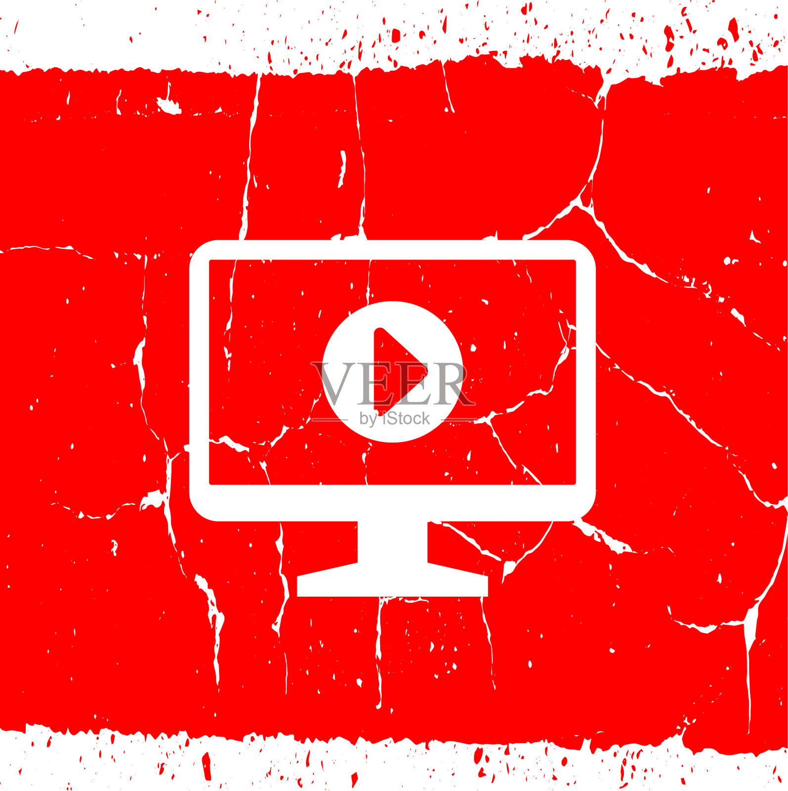 流媒体视频在电脑显示器图标插画图片素材