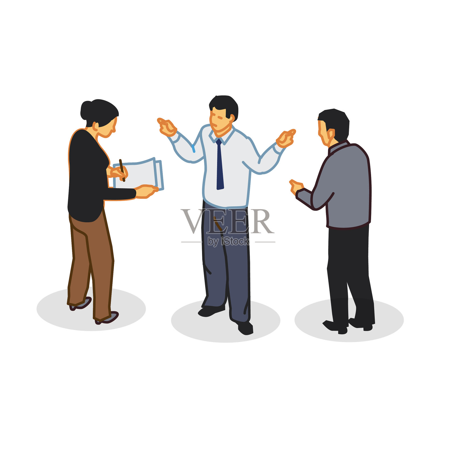 一个人同时和两个人聊天插画图片素材