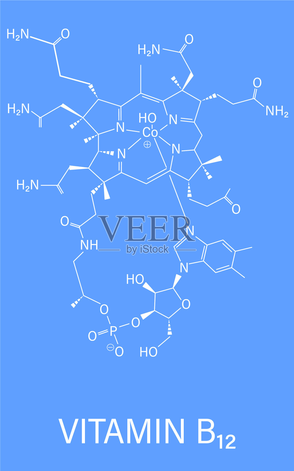 维生素b12分子骨架配方插画图片素材