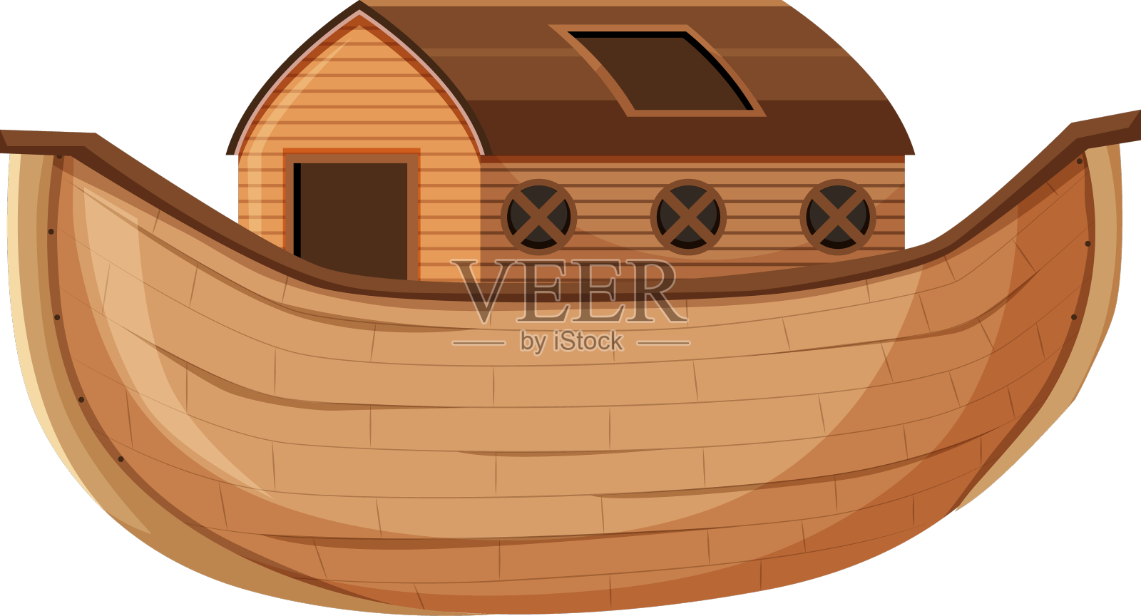 空白诺亚方舟卡通风格孤立设计元素图片