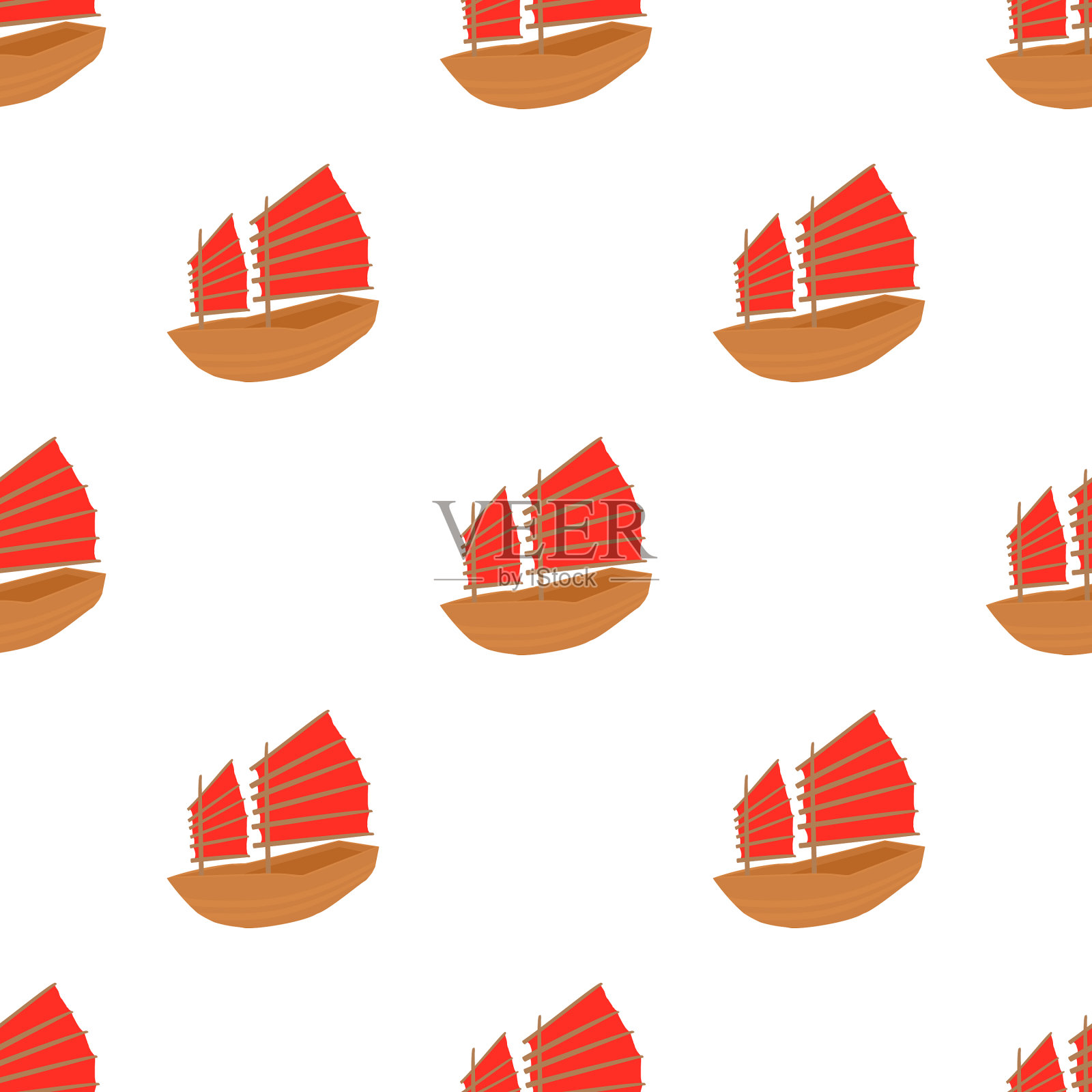 中国船型无缝接头插画图片素材