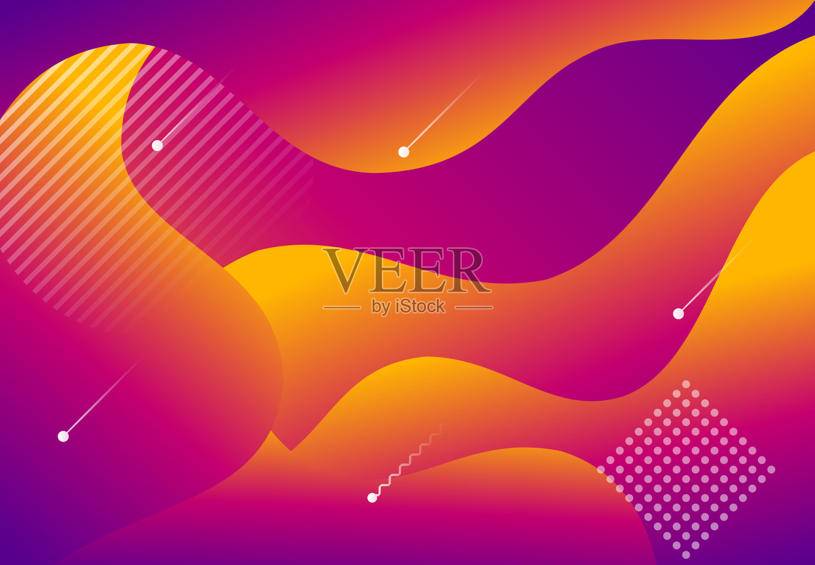 彩色抽象渐变背景与波浪和星星插画图片素材