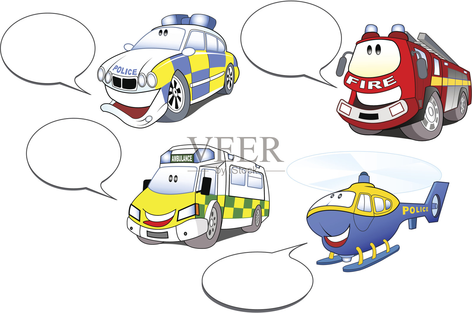 带气泡的紧急服务车辆设计元素图片
