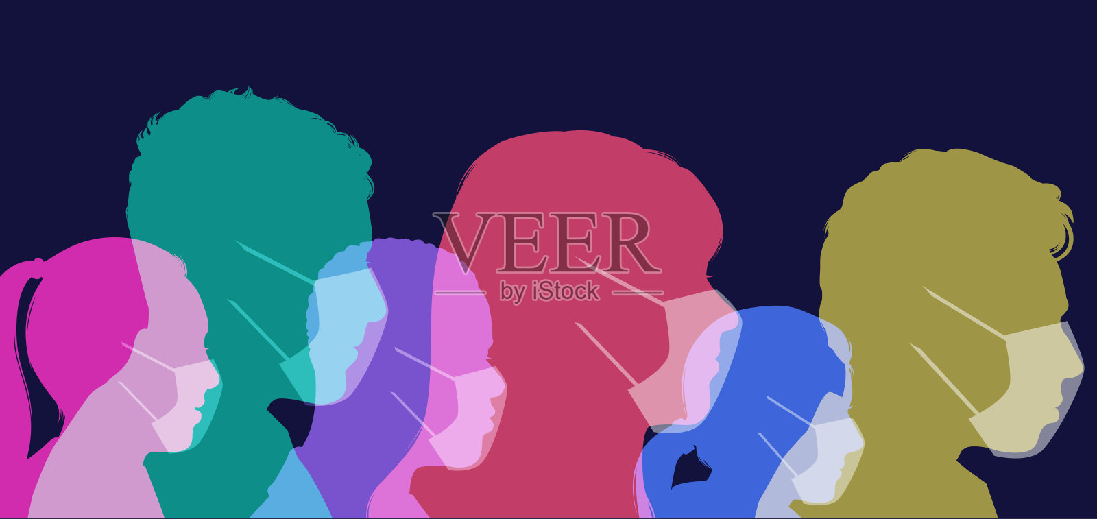 戴医用口罩的人插画图片素材