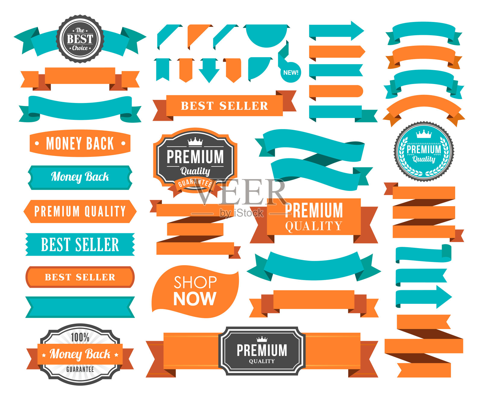 一套丝带和徽章设计元素图片
