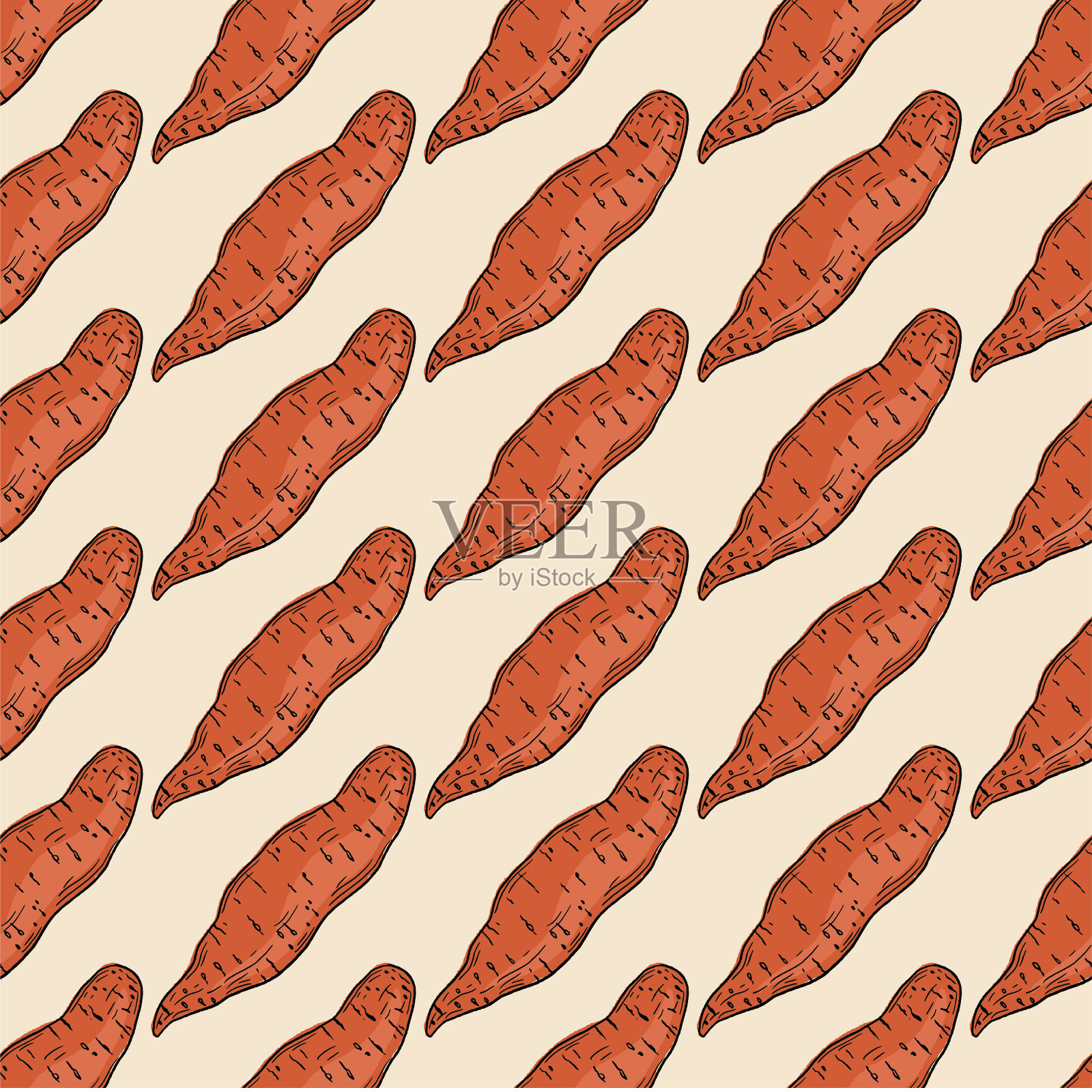 手绘红薯无缝图案插画图片素材