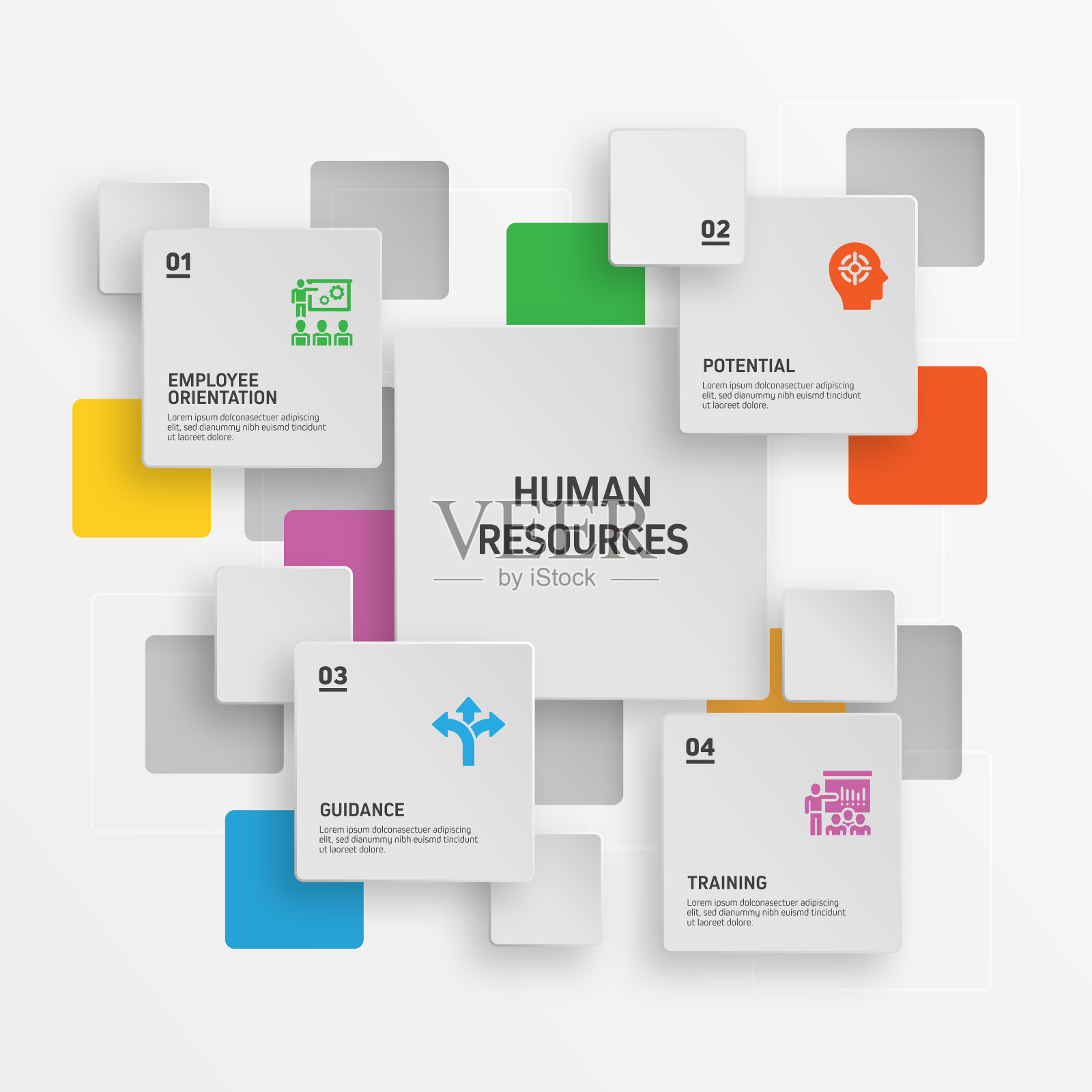 人力资源信息图表模板，元素和图标。简单的矢量信息图设计插画图片素材