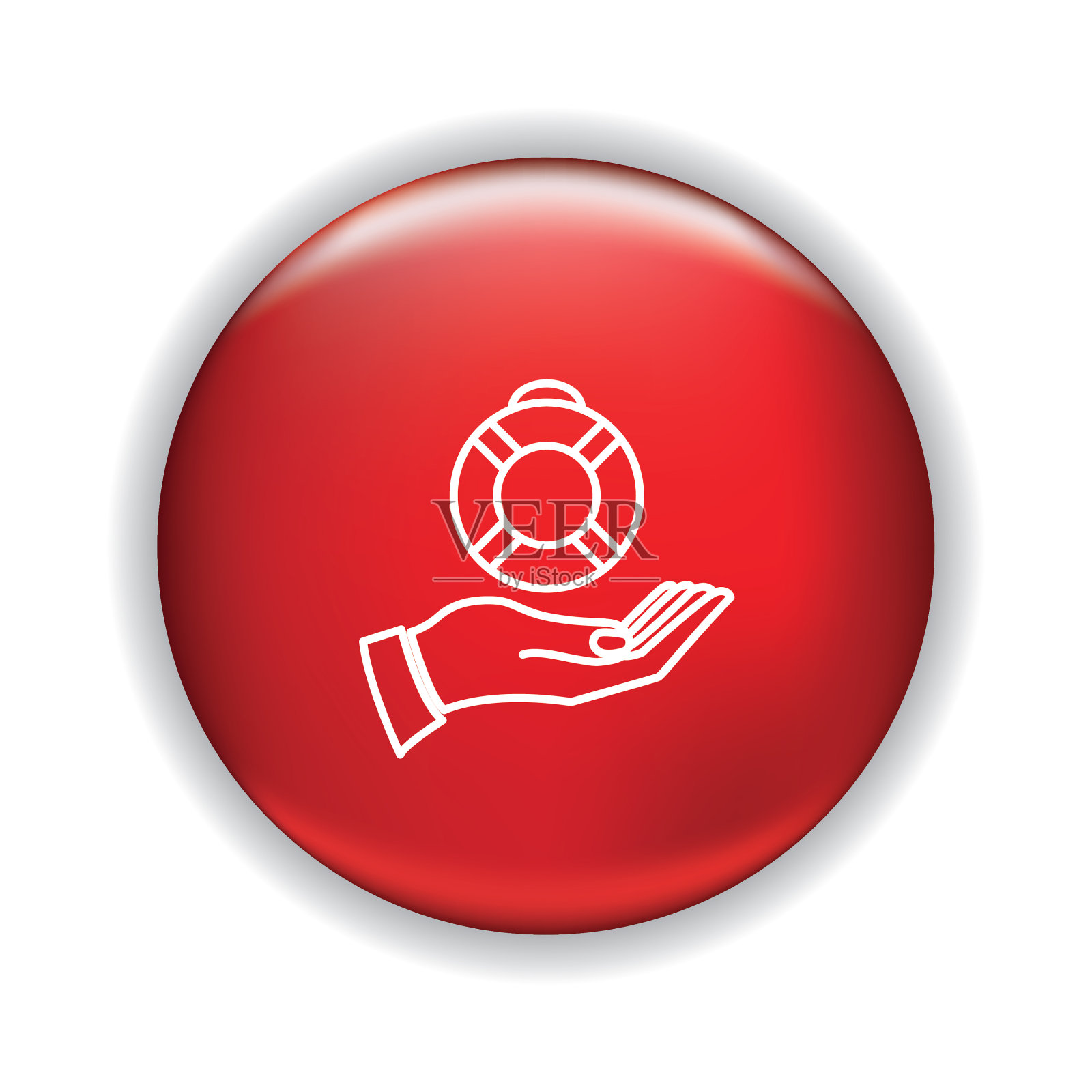 细线图标上闪亮的按钮-汽车保险设计元素图片