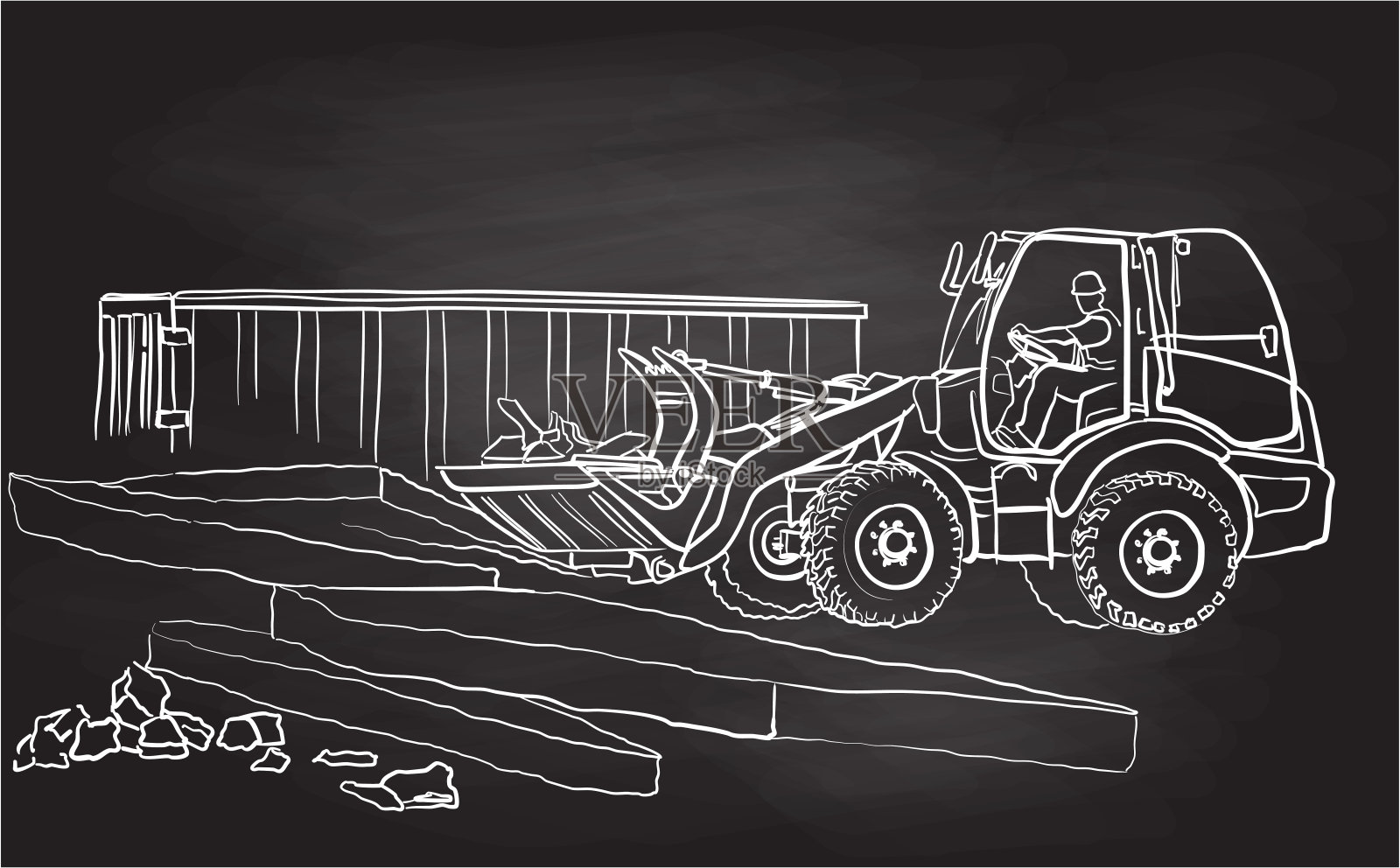 画在黑板上的人插画图片素材