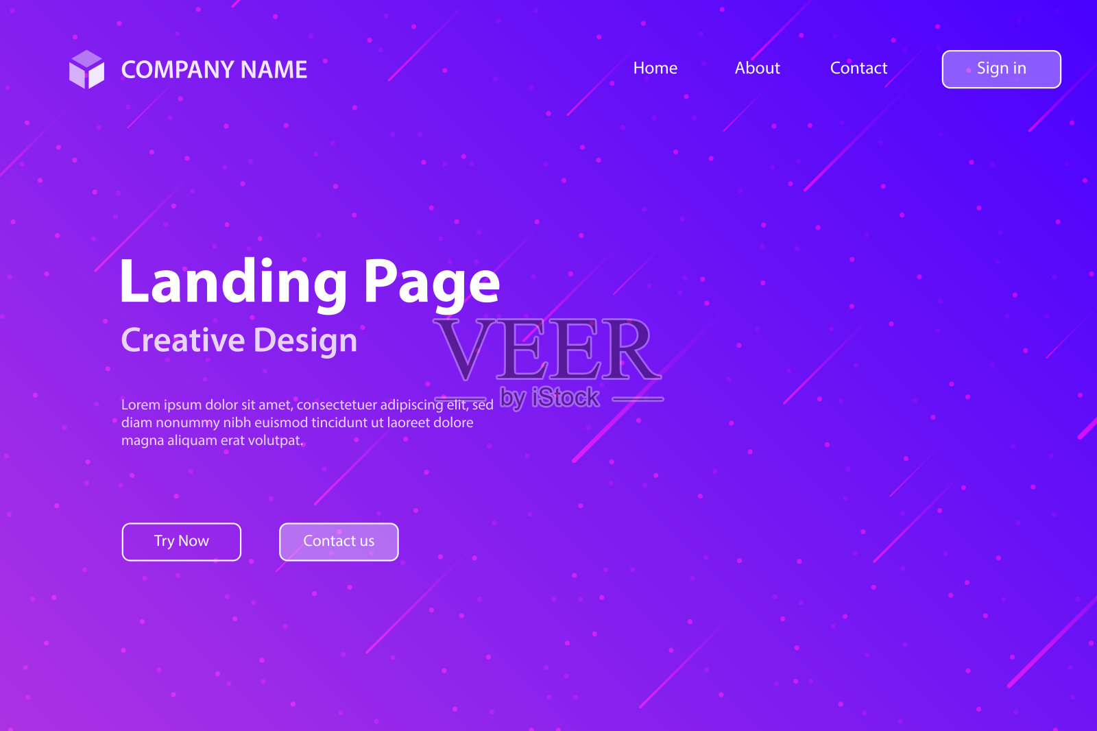 登陆页面模板-时髦的星空与紫色的渐变插画图片素材