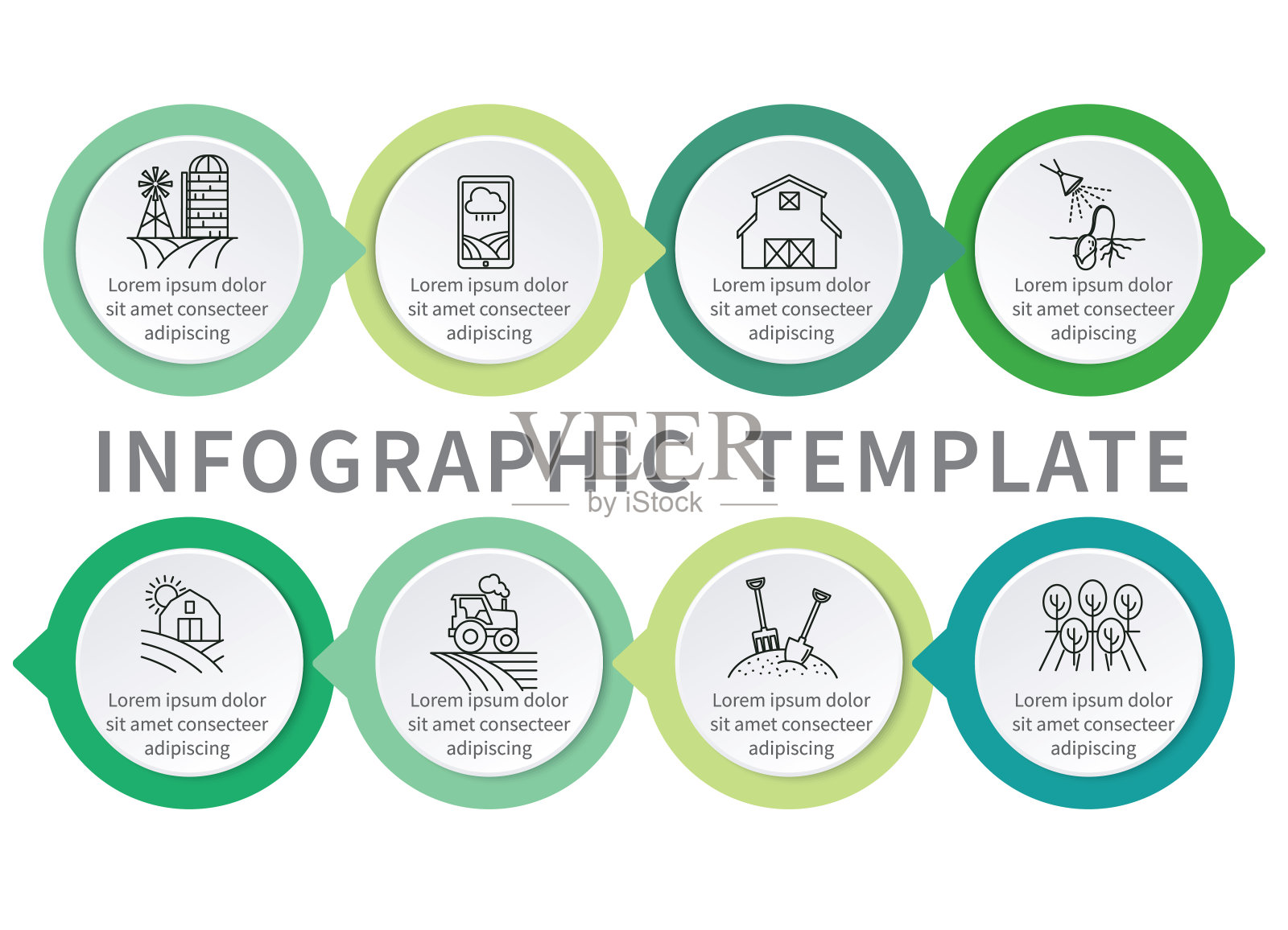 可定制的农业信息图表按钮元素在一个透明的背景插画图片素材