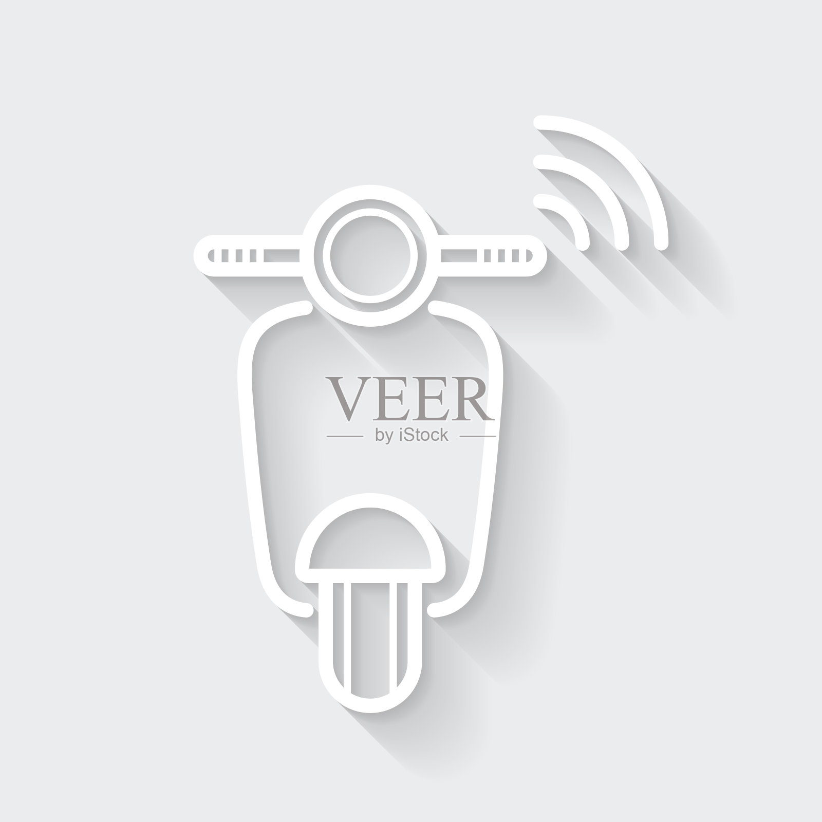 连接摩托车摩托车。图标与空白背景上的长阴影-平面设计插画图片素材