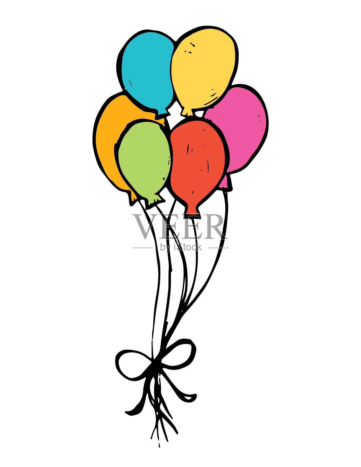 手绘涂鸦生日气球设计元素图片