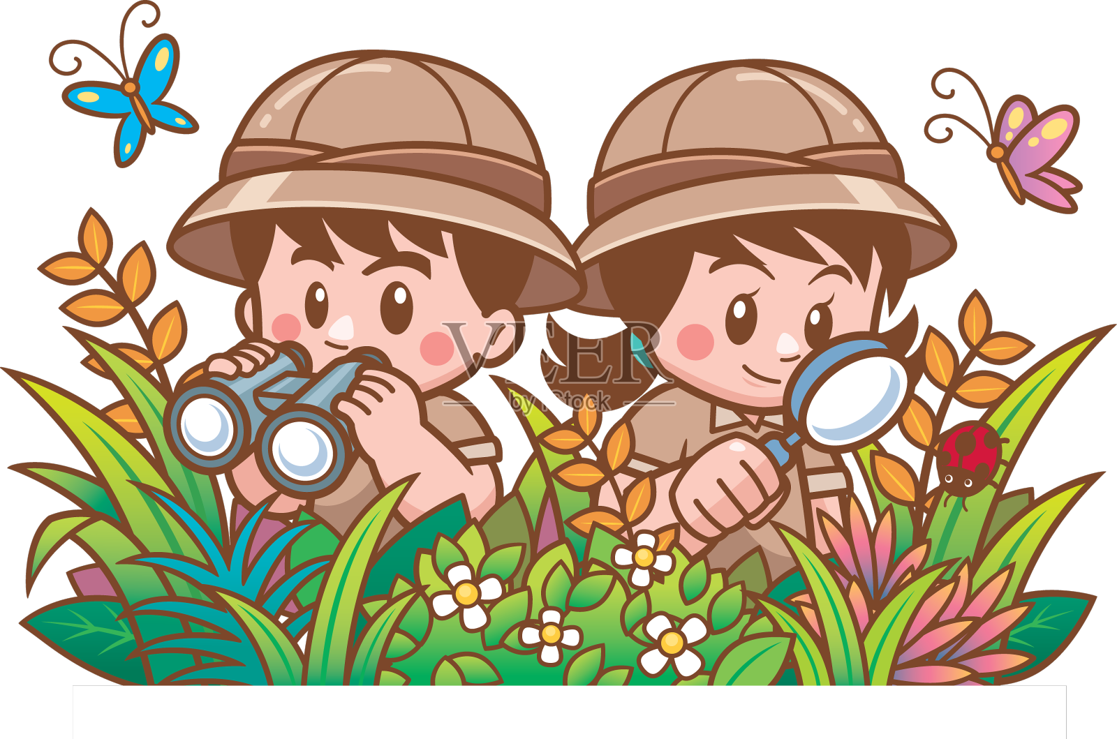 狩猎男孩和女孩设计元素图片