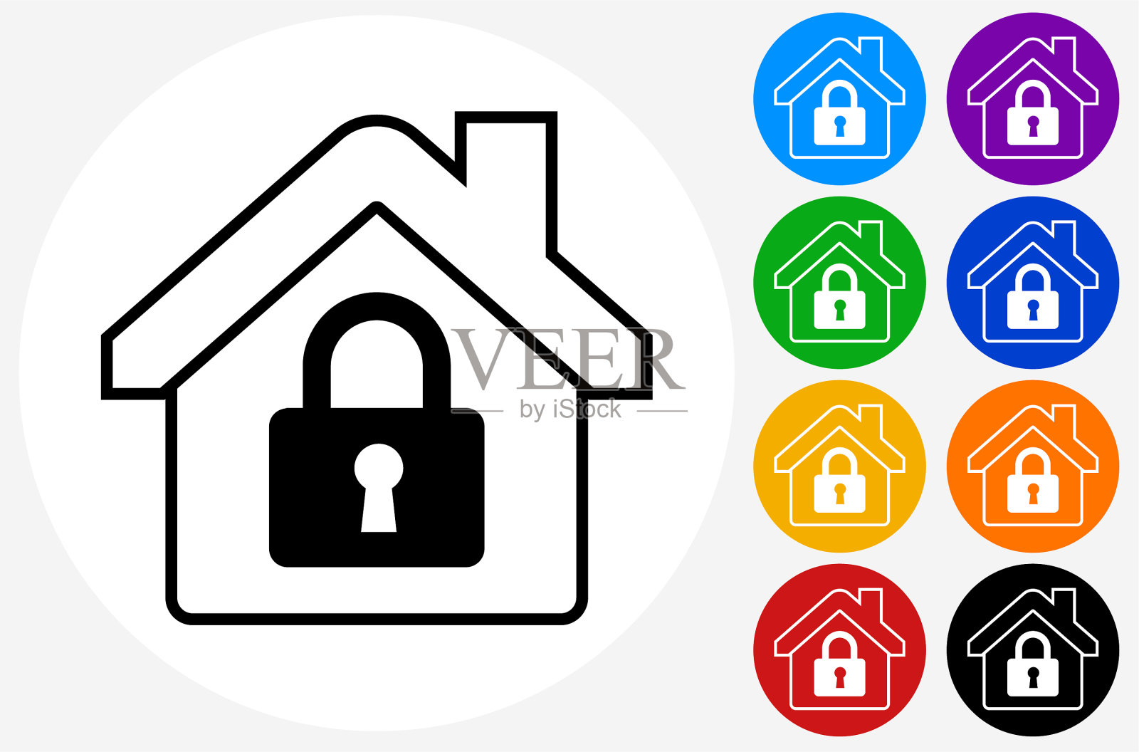 已锁定的安全房屋图标插画图片素材