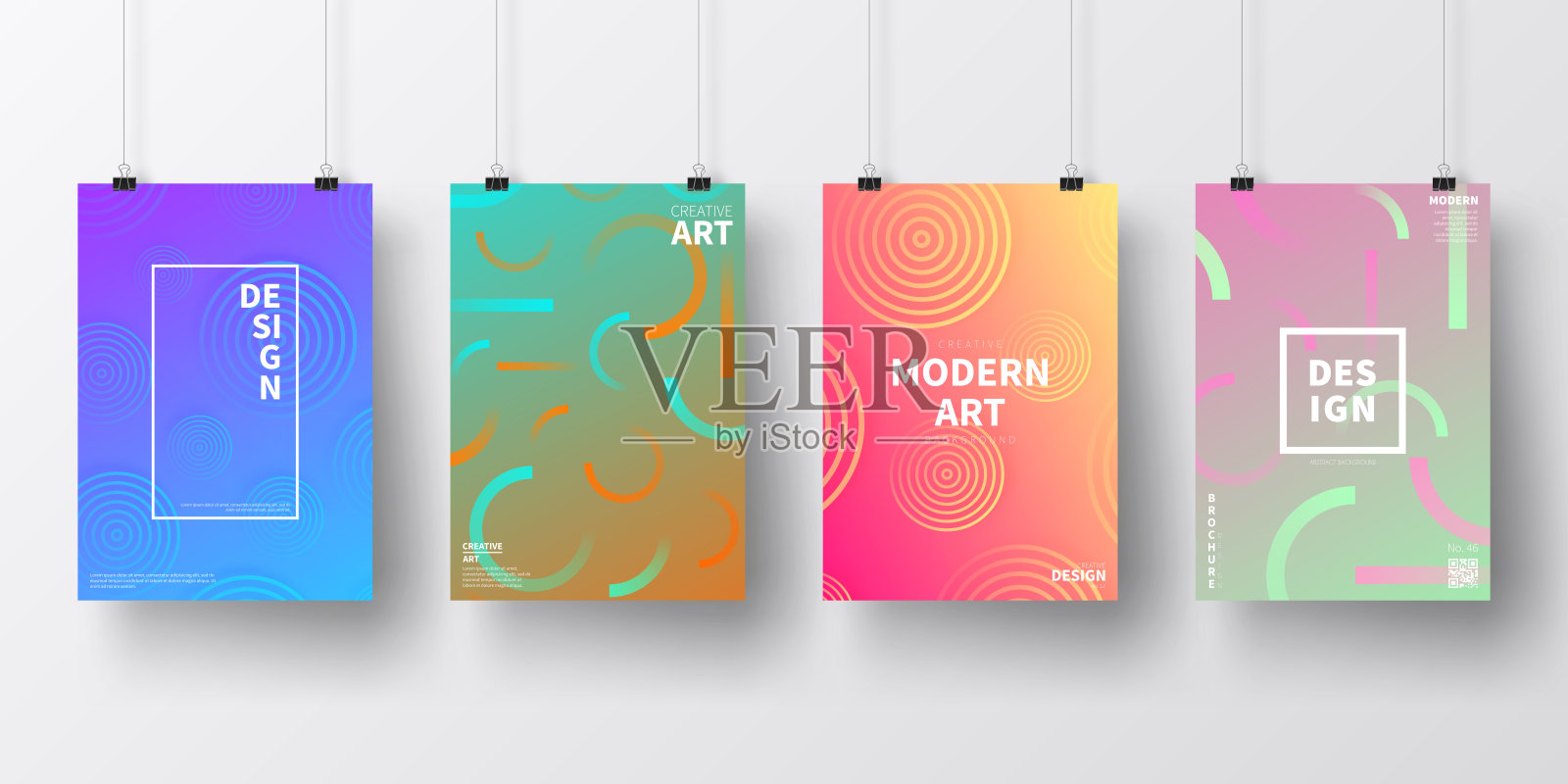 海报与抽象的彩色设计，孤立在白色背景插画图片素材