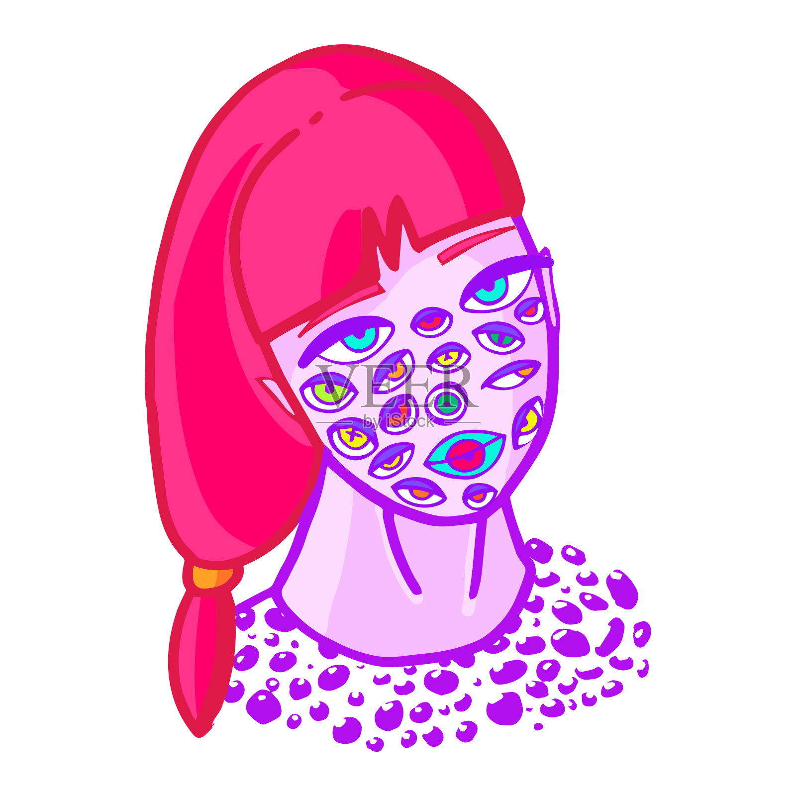 多眼女孩——女性角色插画图片素材