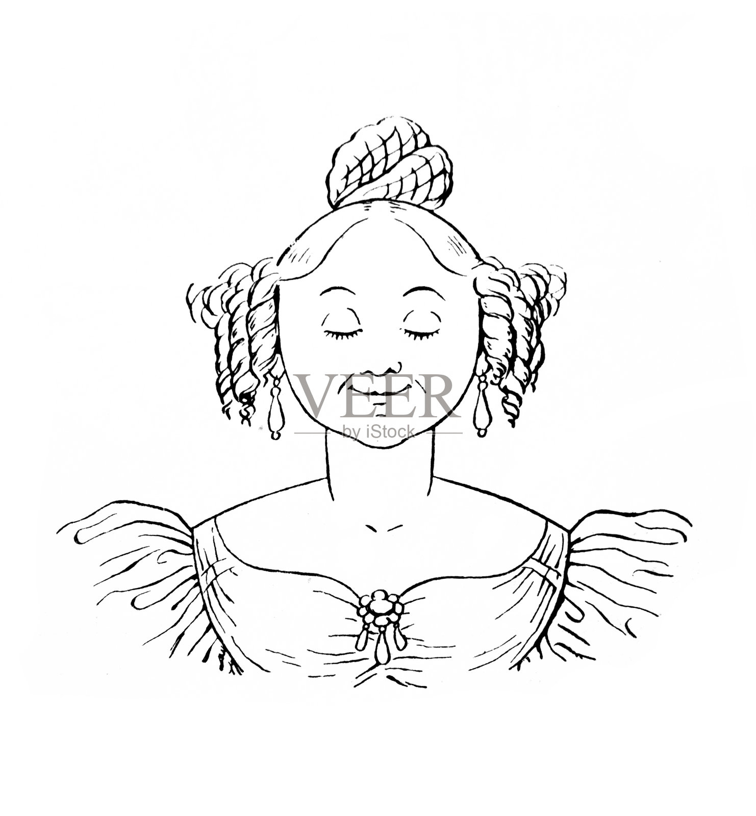 一个做鬼脸的年轻女孩的肖像插画图片素材