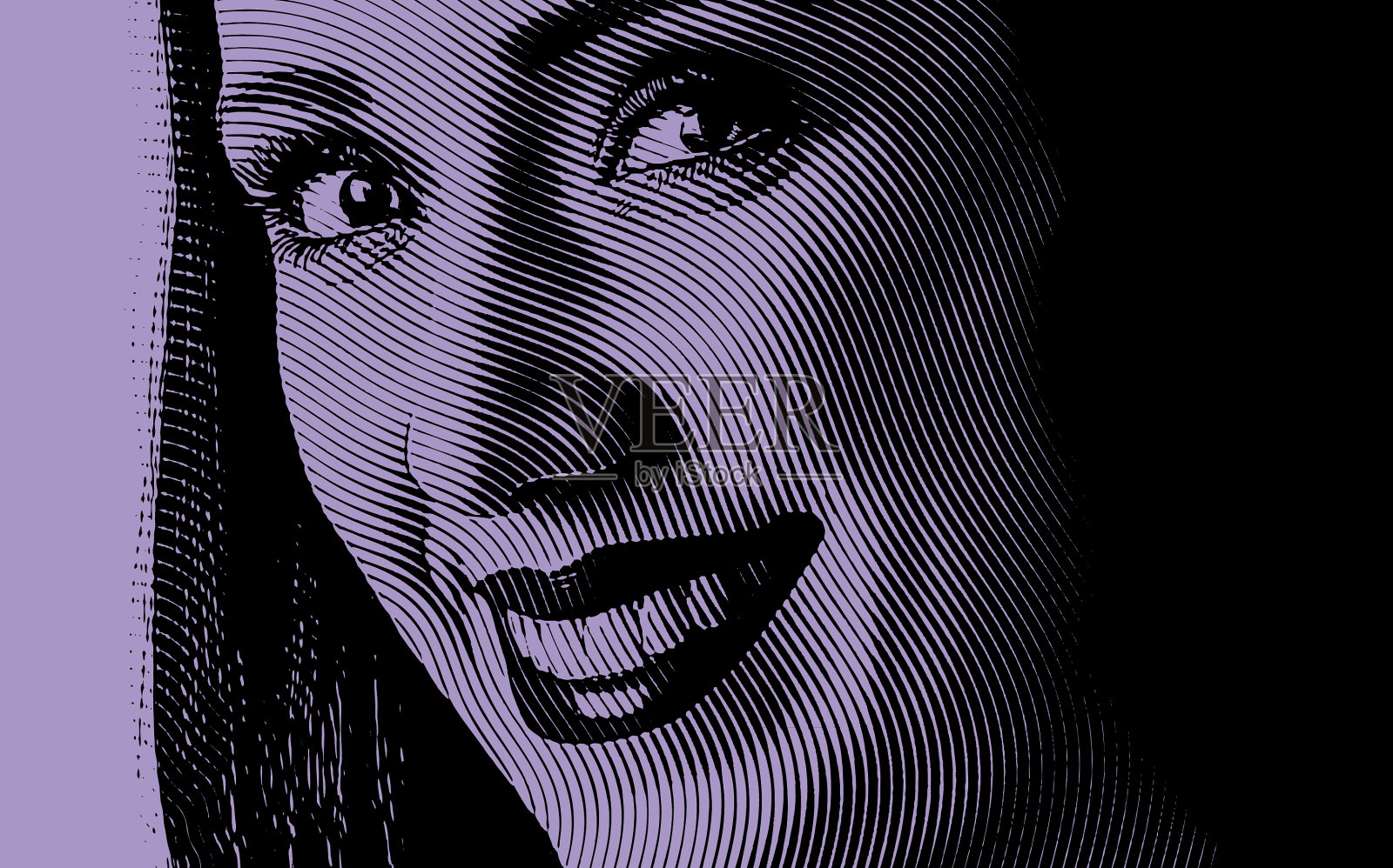 一个年轻女子微笑的特写插画图片素材