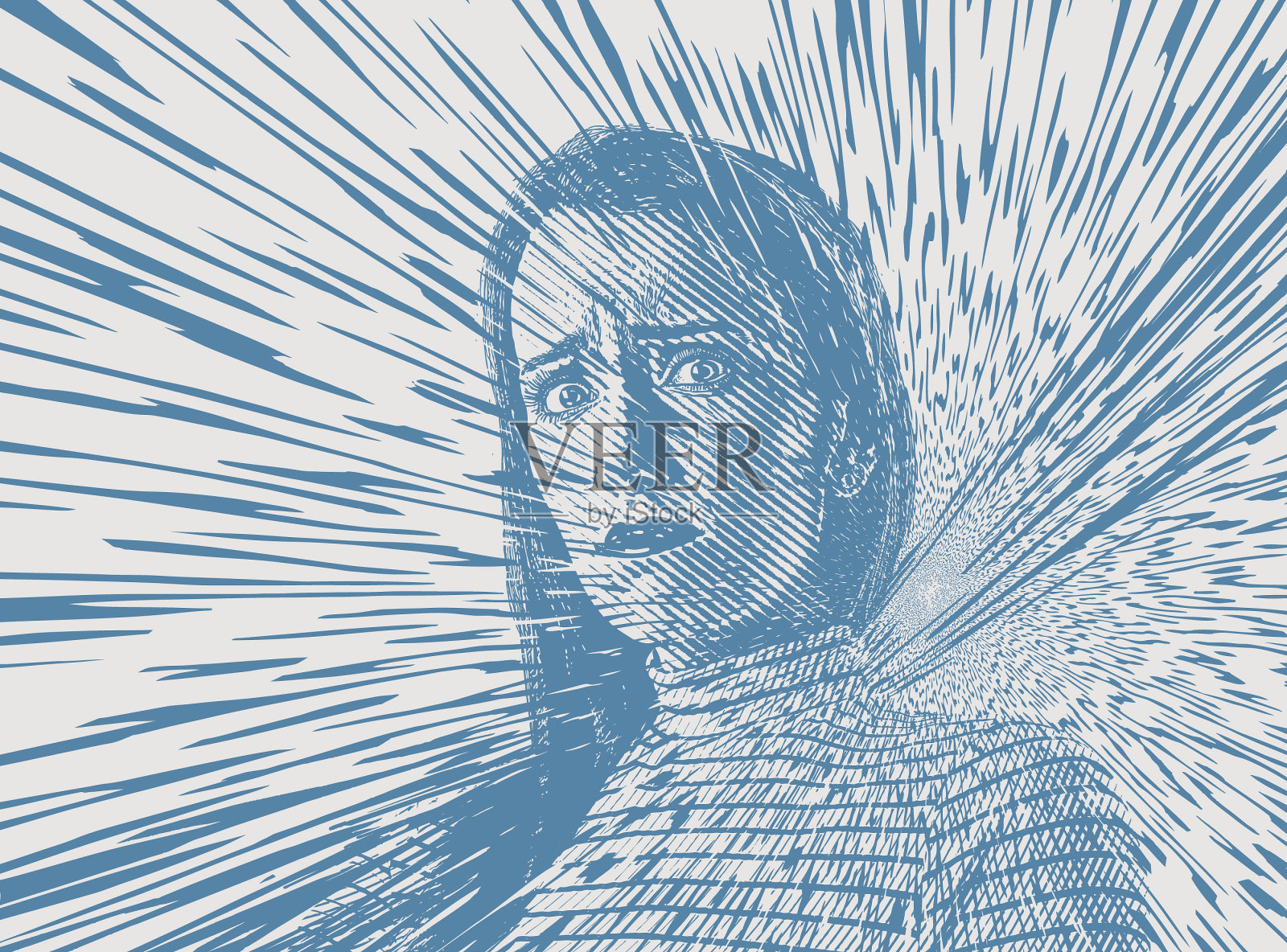 压力山大的年轻女子，身上带着矢量阳光插画图片素材