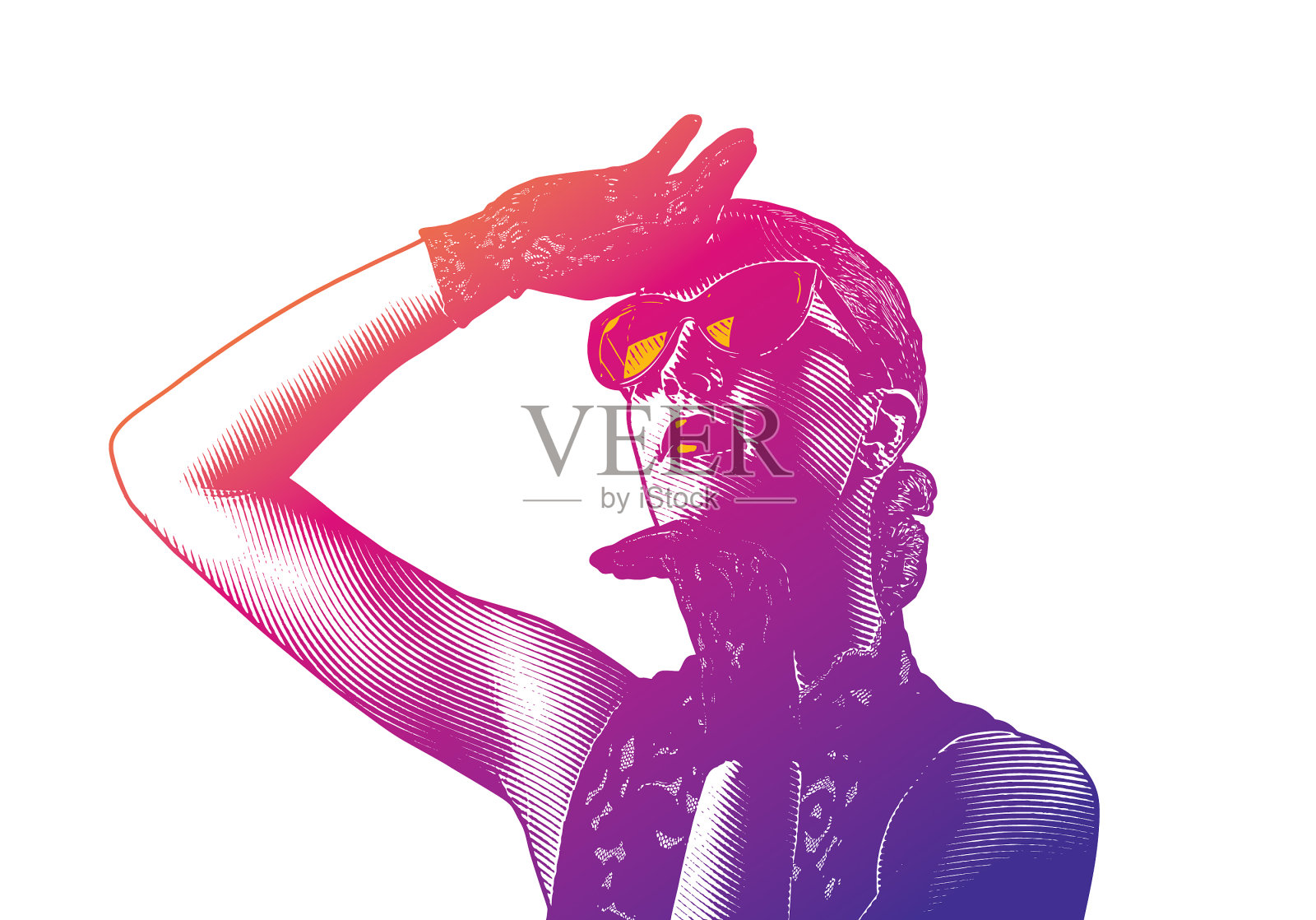 迷人的女人在寻找前进的道路设计模板素材