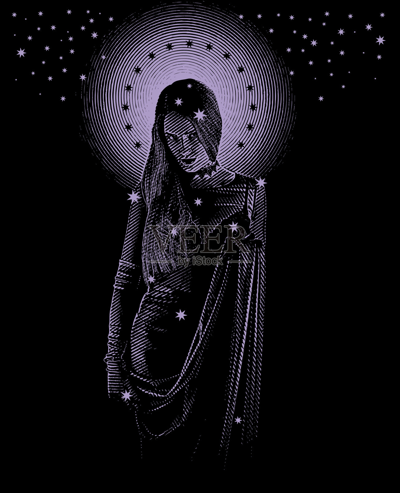 哥特式女人星座插画图片素材