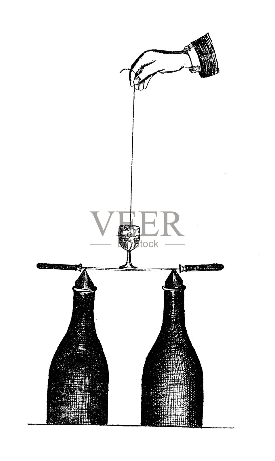 古董古法国版画插图:魔术插画图片素材