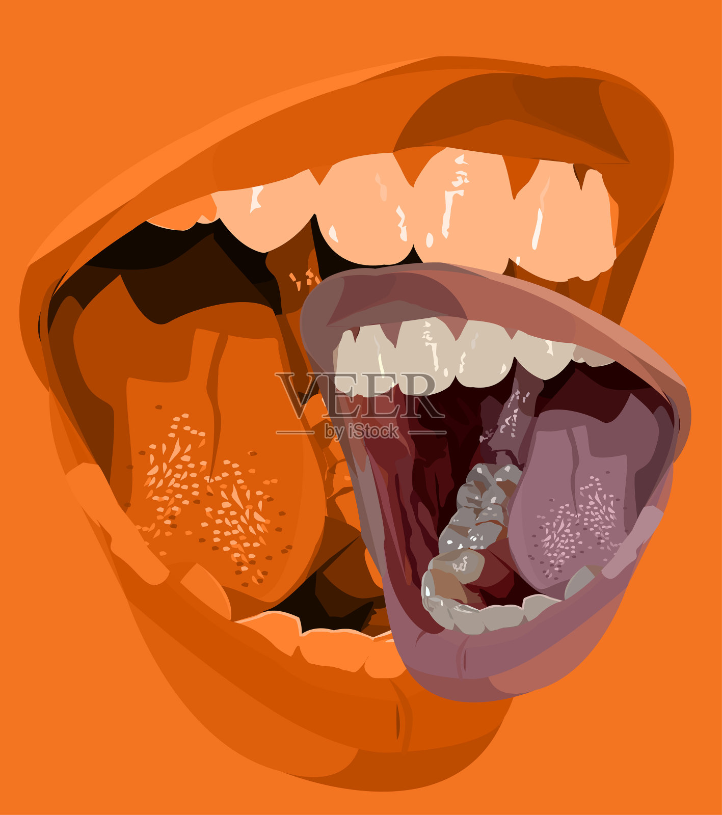 女孩露出了她的嘴插画图片素材