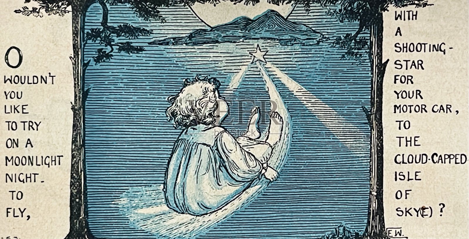 女孩梦想从一颗星，诗插画图片素材