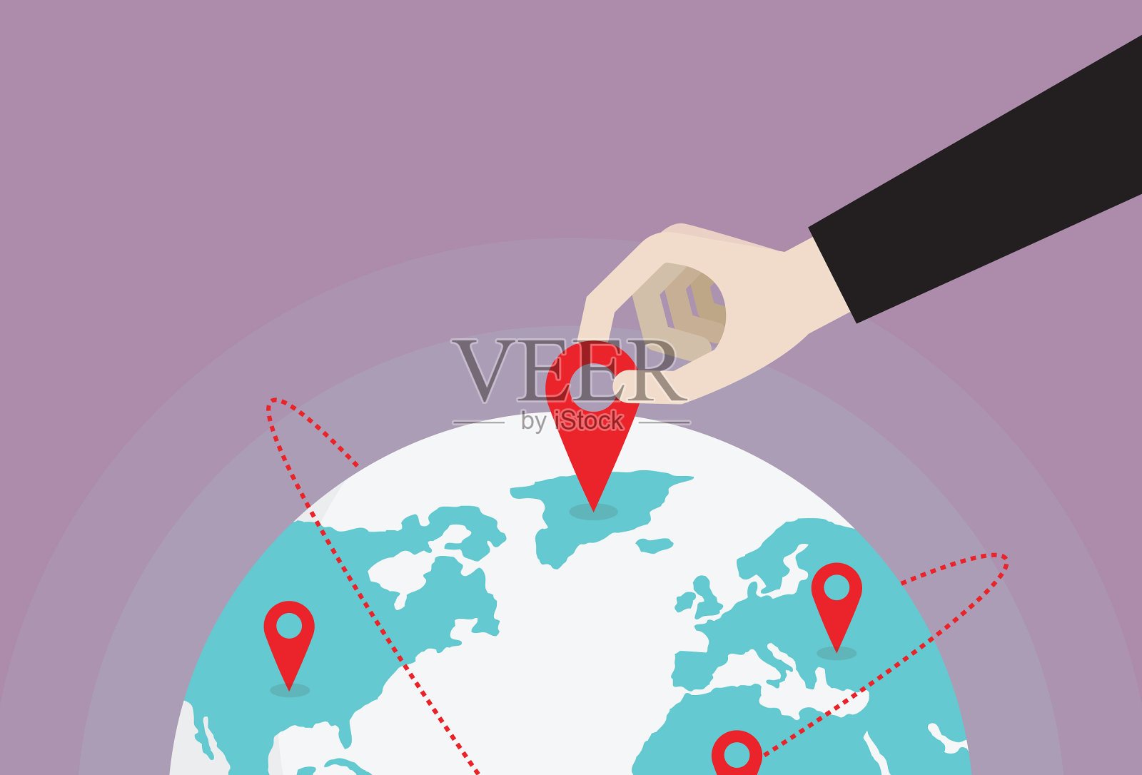 商人pin位置在全球插画图片素材