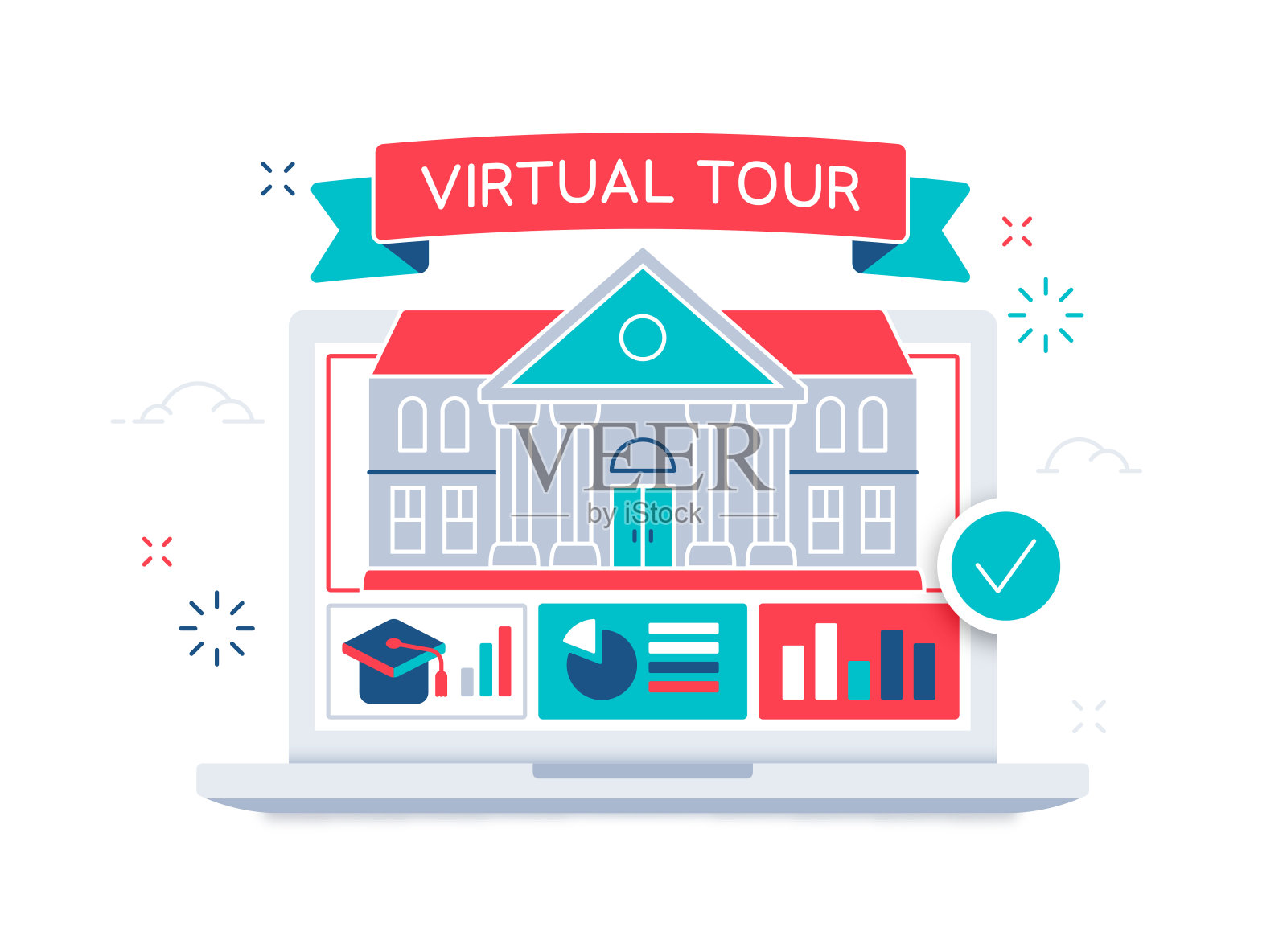 虚拟校园之旅插画图片素材