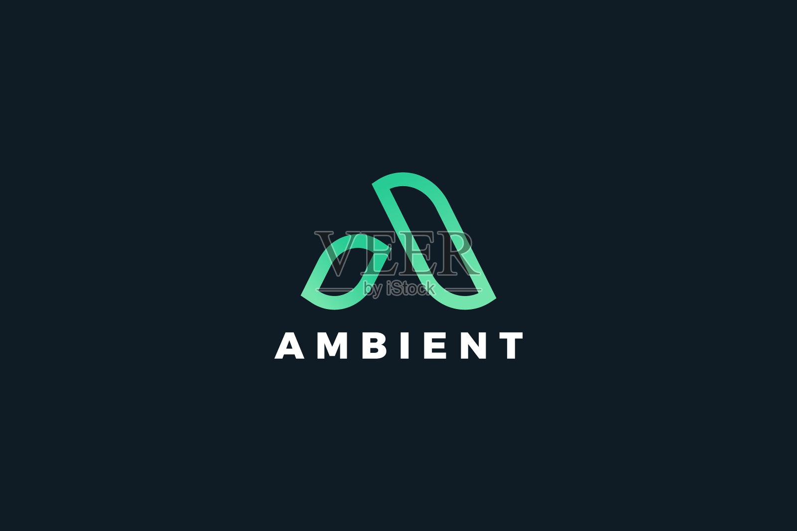 字母为绿色，颜色简单，线条艺术标志插画图片素材