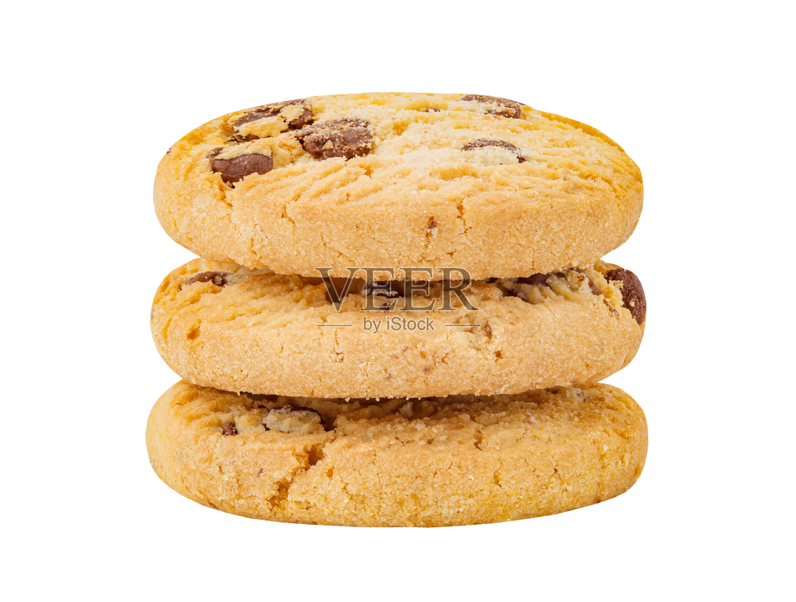 燕麦饼干三块堆叠，孤立在白色背景与剪辑路径照片摄影图片