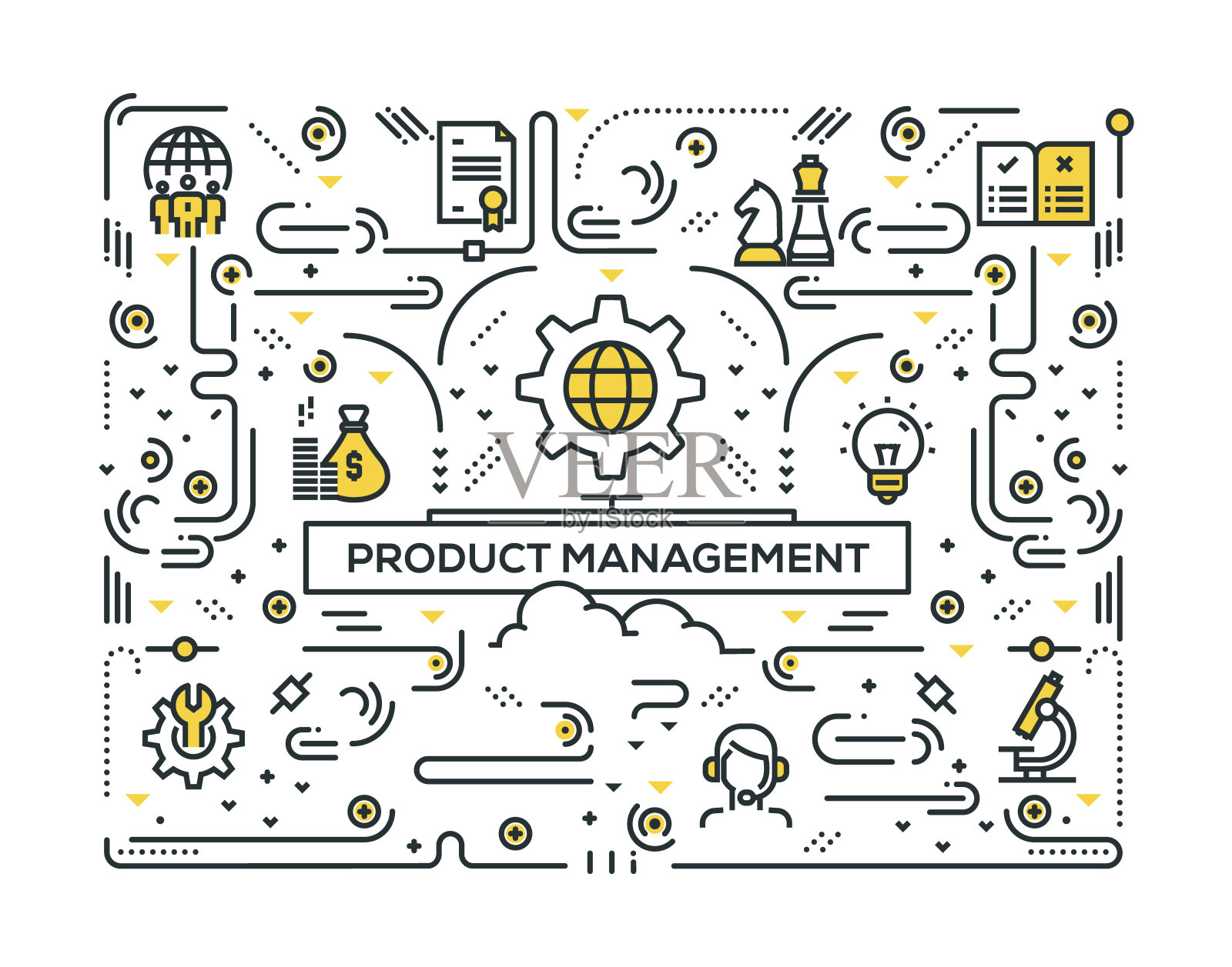 产品管理线图标图案设计插画图片素材