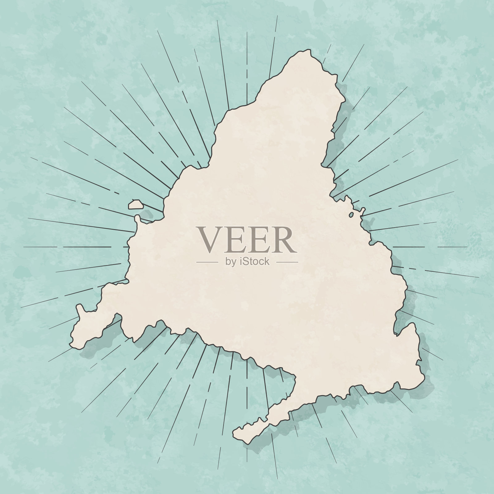 马德里社区地图复古风格-旧纹理纸插画图片素材