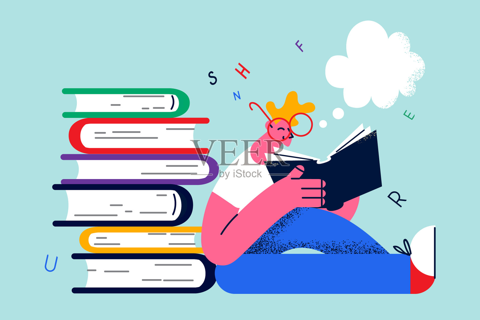 教育学习和读书的理念插画图片素材