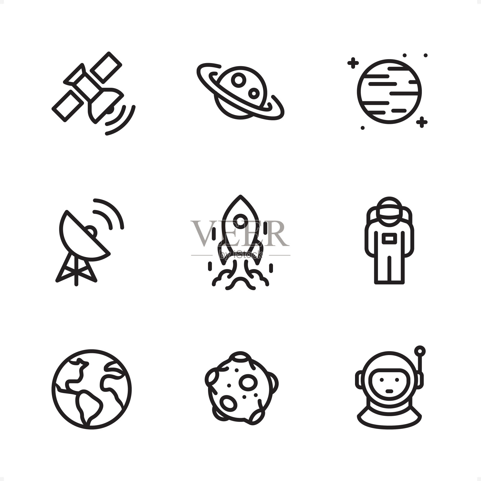 太空单线条图标插画图片素材