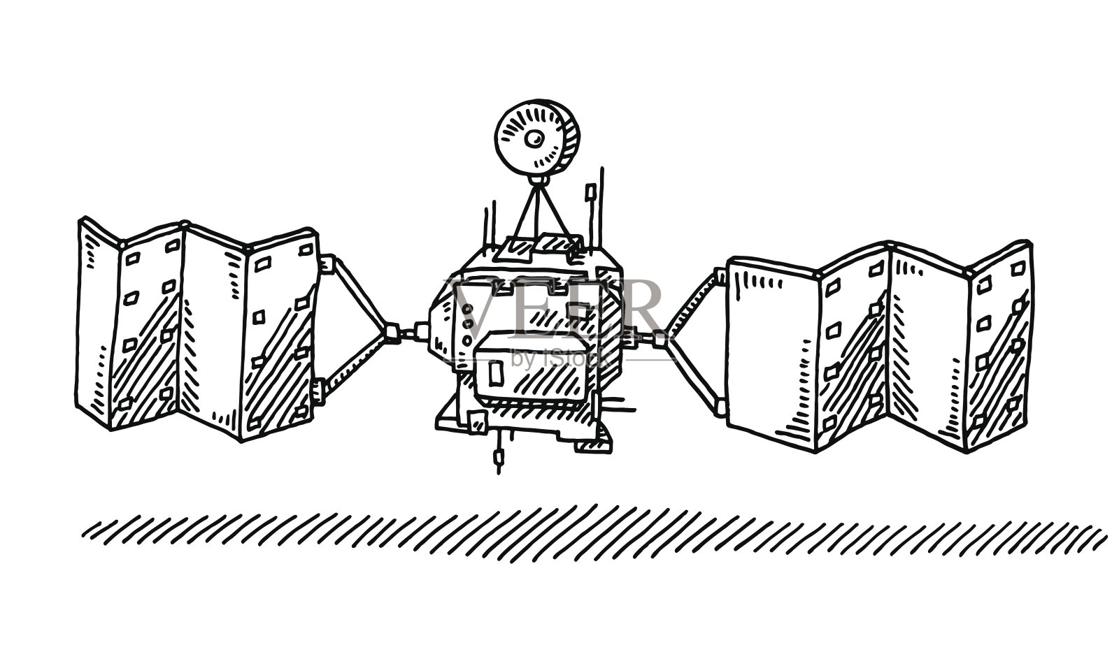 卫星技术图纸插画图片素材