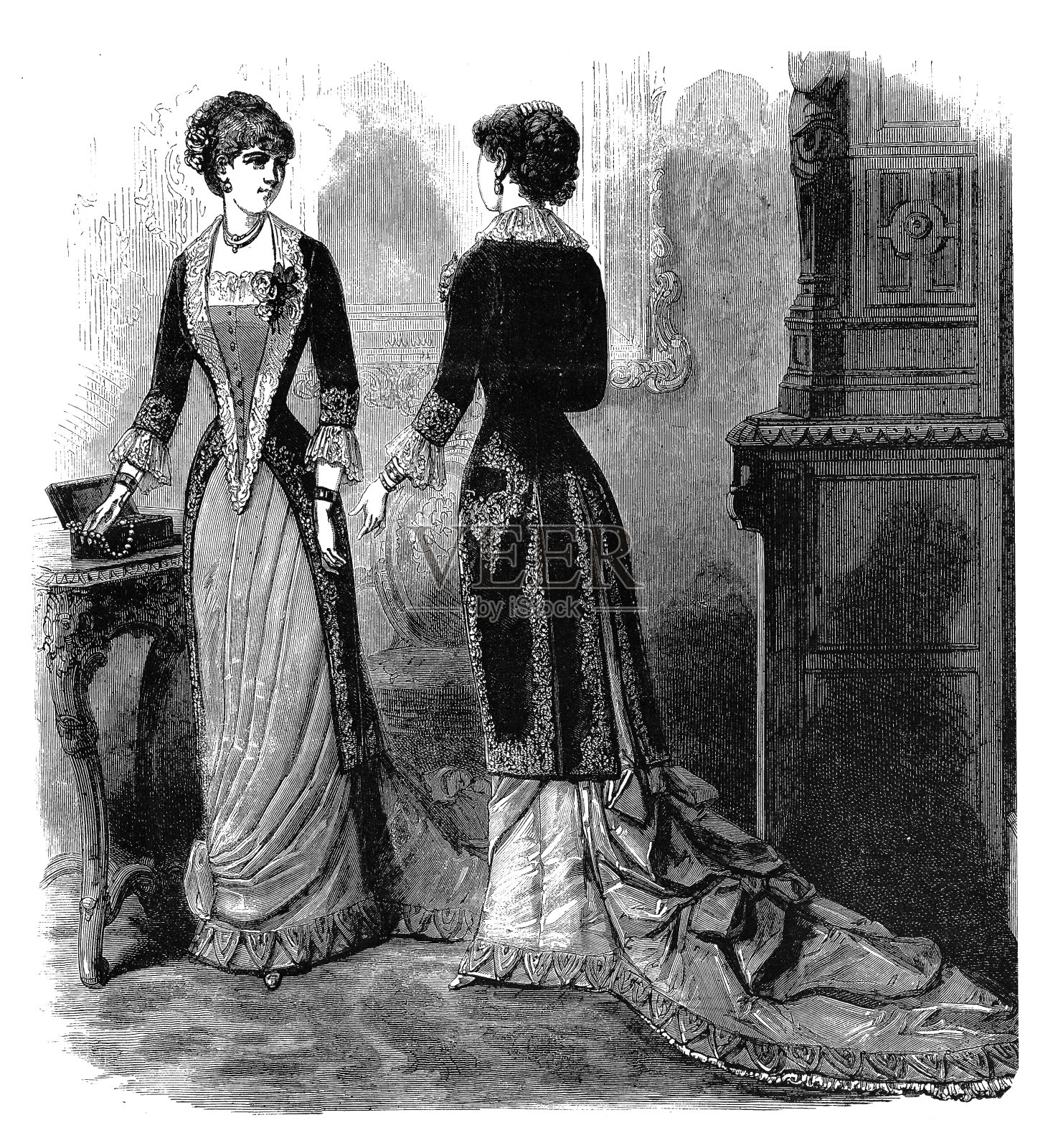 维多利亚时装女性插画图片素材