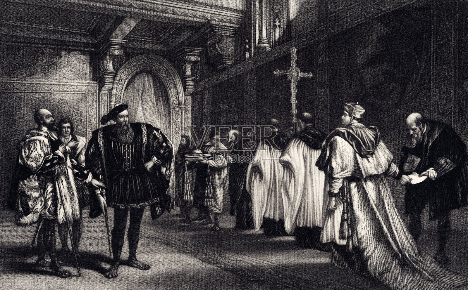 红衣主教沃尔西和白金汉公爵(XXXL带有大量细节)插画图片素材