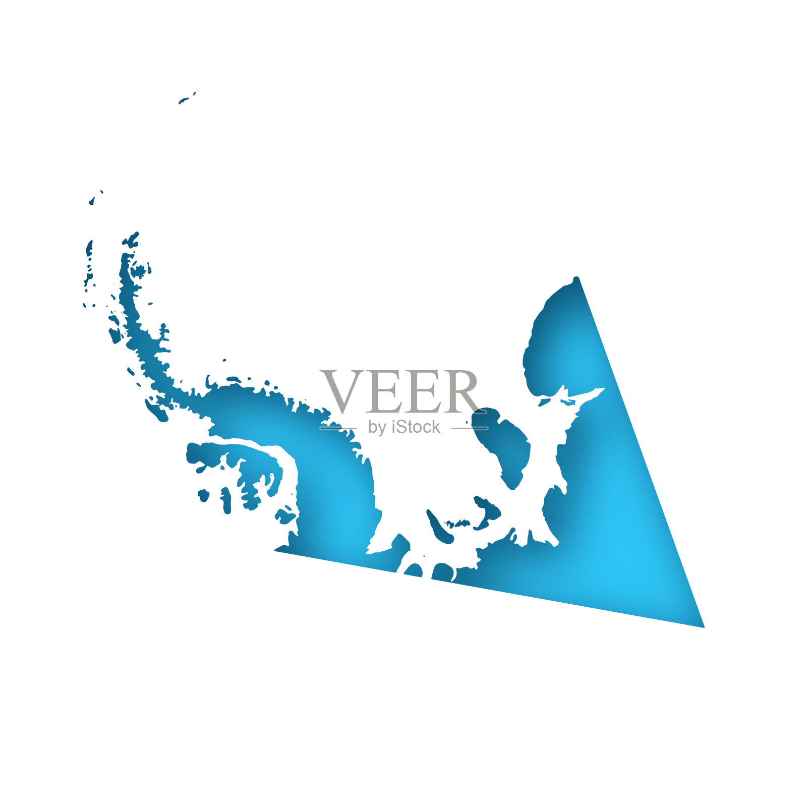 英国南极领土地图-白纸在蓝色背景上切割插画图片素材