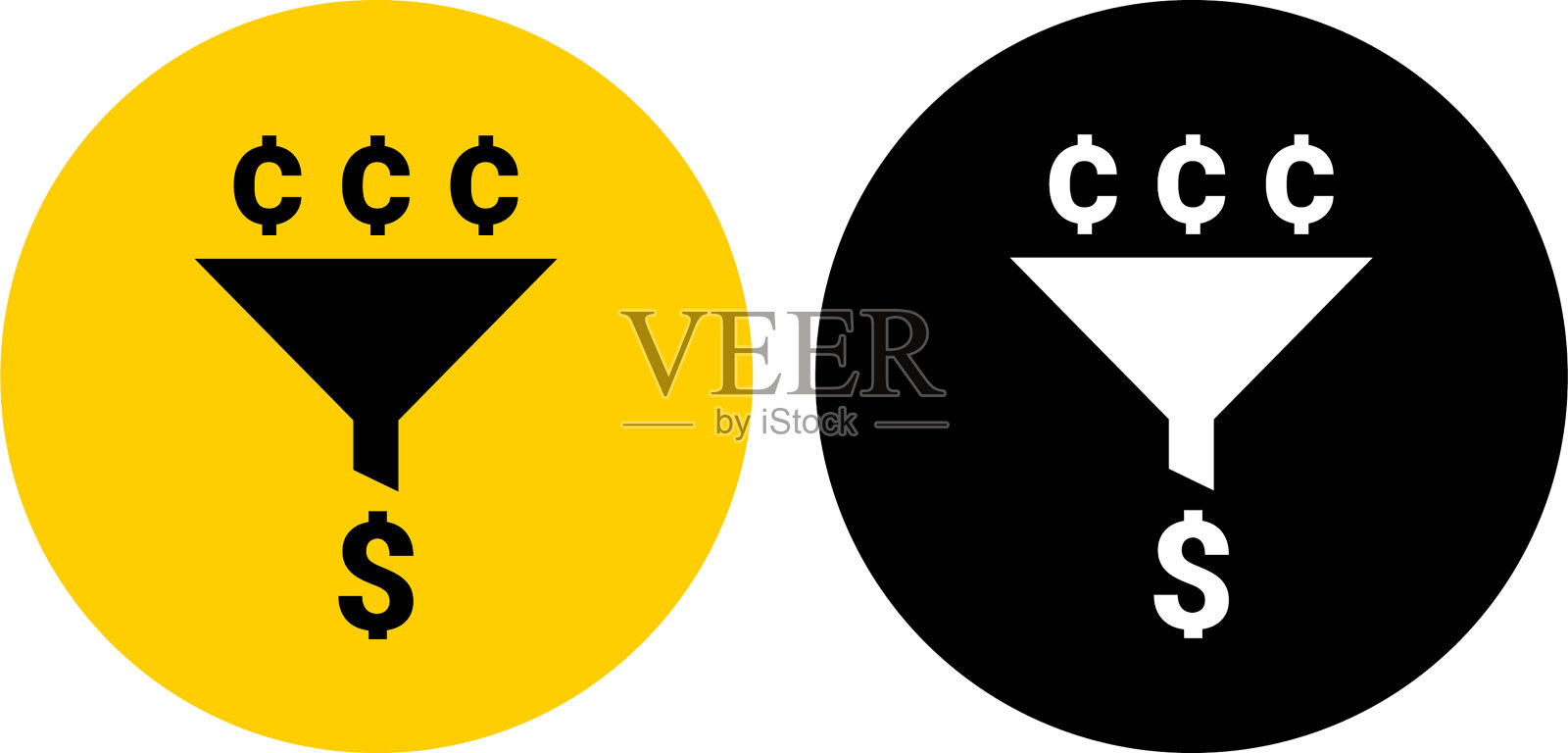 简单的漏斗与美分和美元标志图标插画图片素材